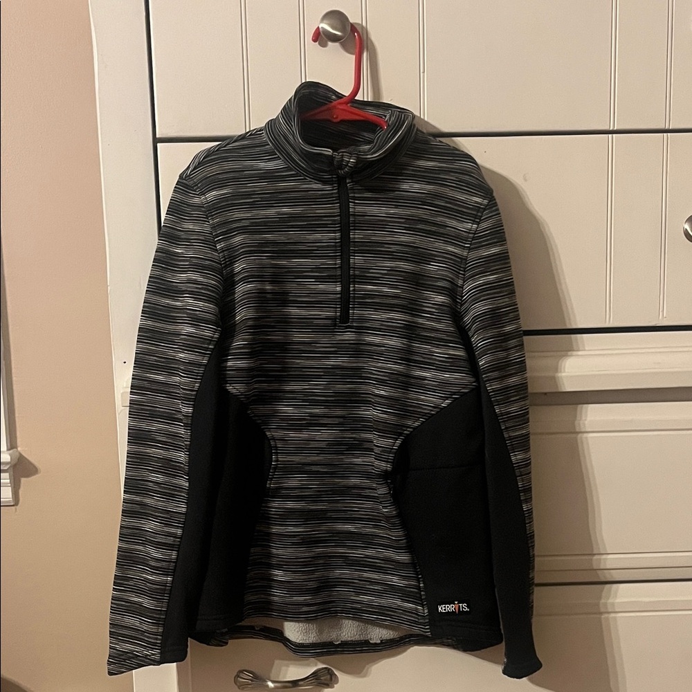 Kerrits Black and Gray Striped Pullover